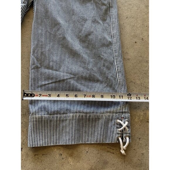 Vintage Ralph Lauren Jeans Co. Pants 12 Blue White Stripe Cropped Cargo Pockets - Picture 8 of 13